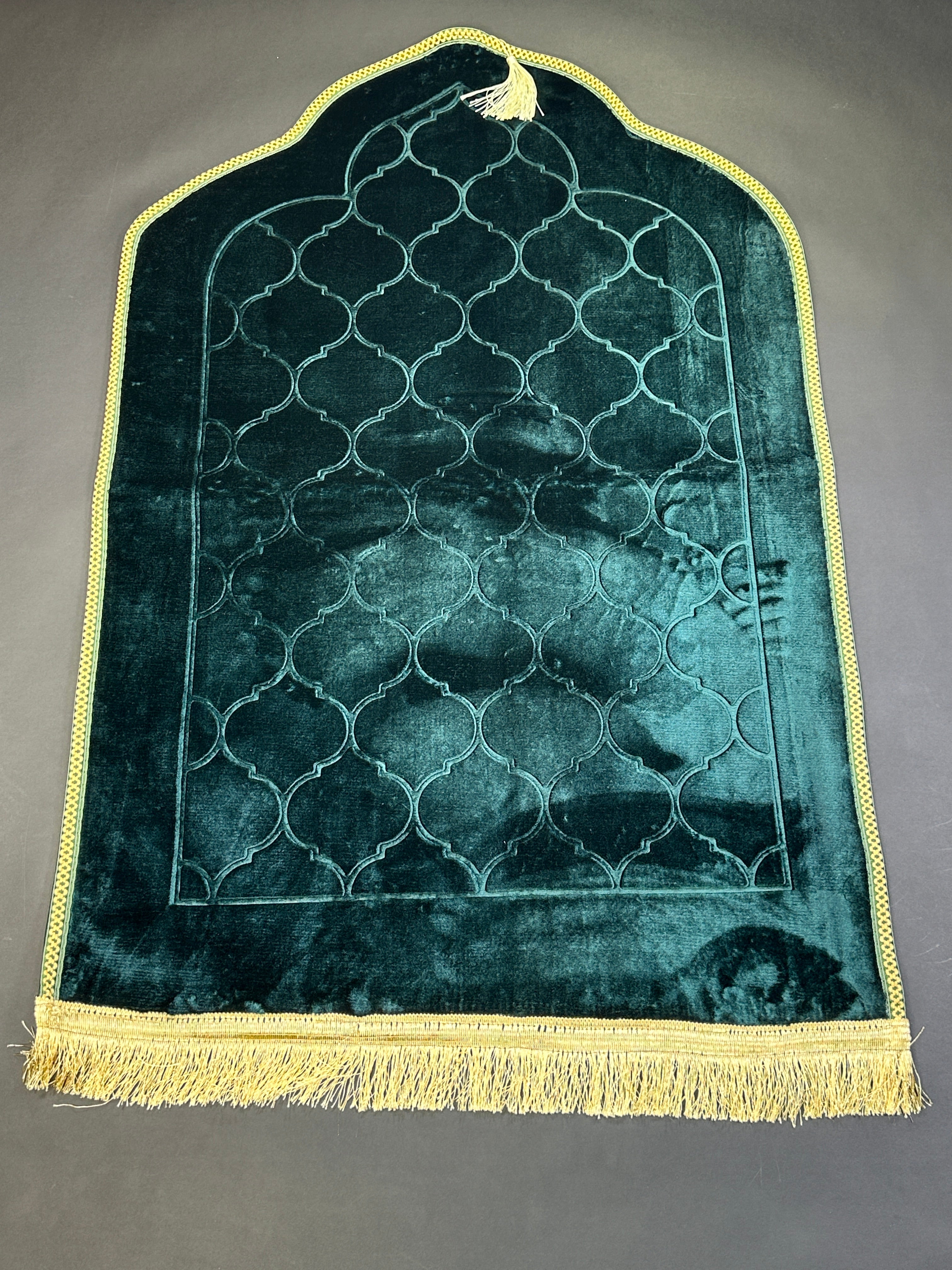 Green velvet prayer mat