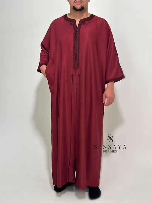 Djellaba Al Hoceima bordeaux frontview
