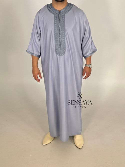 Djellaba Fes iceberg blue frontviews