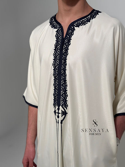 Djellaba Casablanca creme/ black frontview