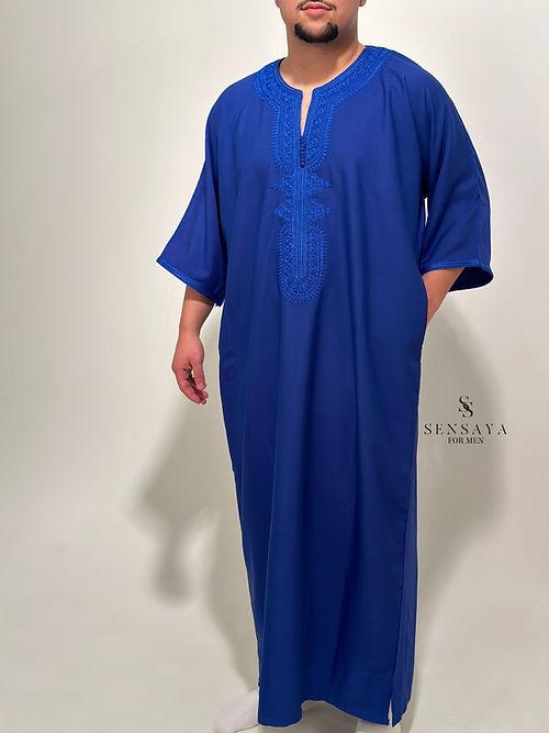 Djellaba Zeghanghane blue frontview