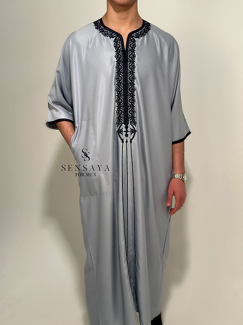 Djellaba Oujda grey/ black frontview