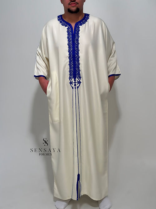 Djellaba Casablanca creme/ blue frontview