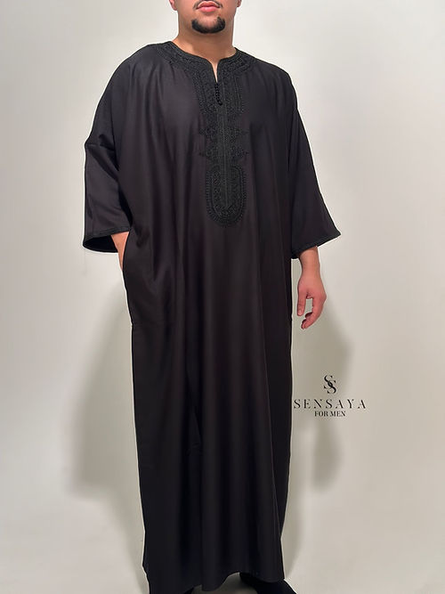 Djellaba Zeghanghane black frontview