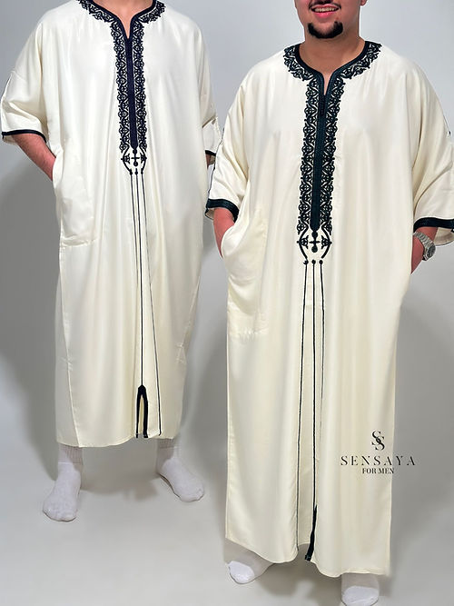 Djellaba Casablanca creme/ green frontviews