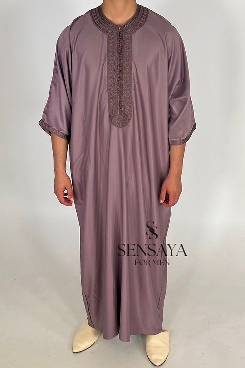 Djellaba Fes mauve frontview