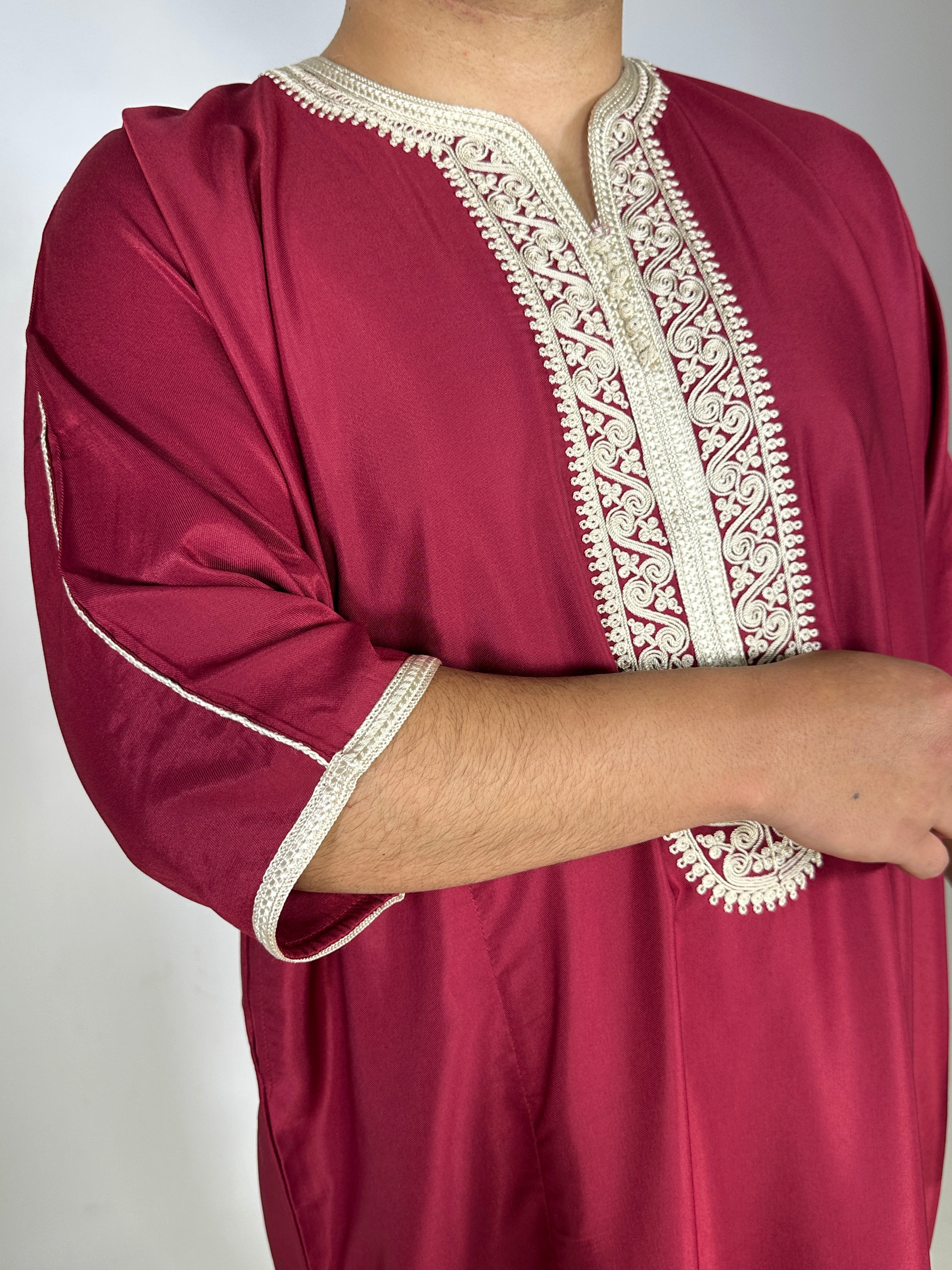 Gandoura Tétouan - Burgundy Red - Sensaya for men